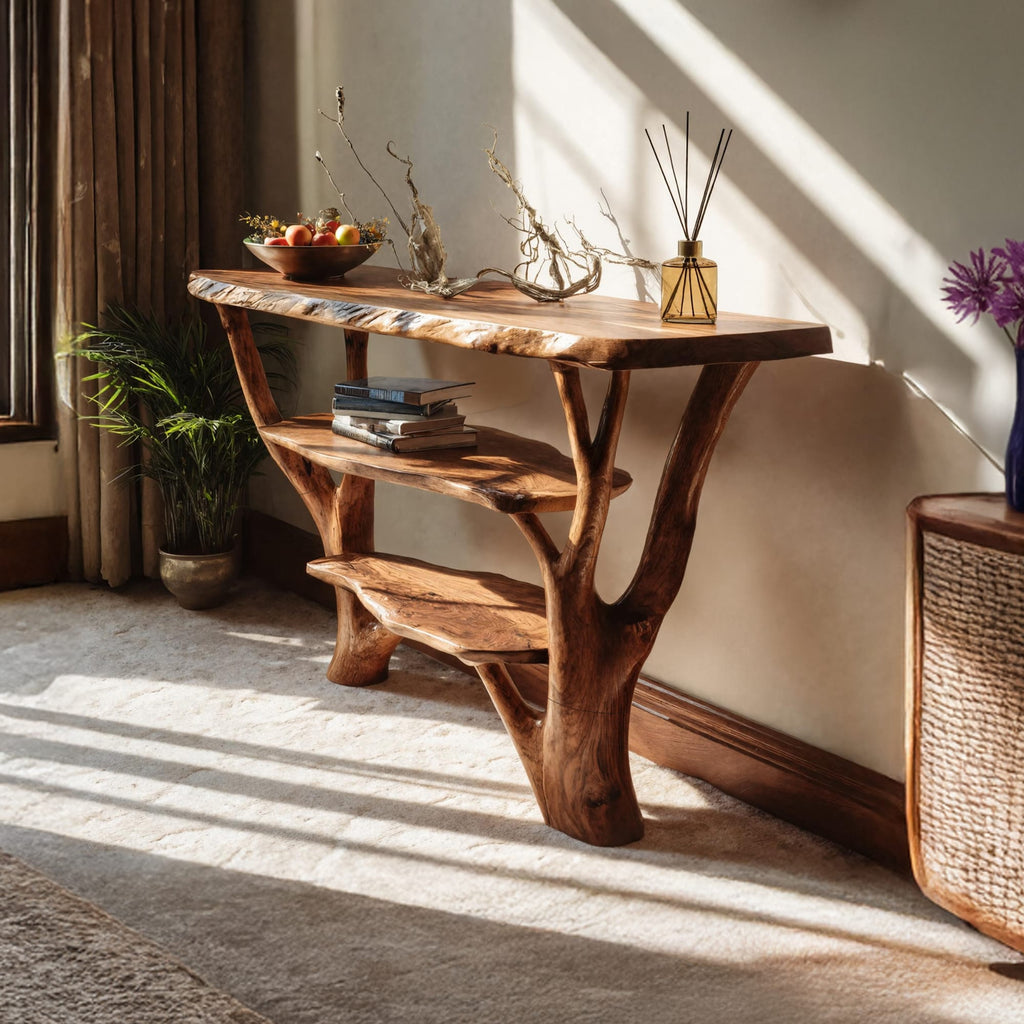 Live Edge Solid Slab Console Table