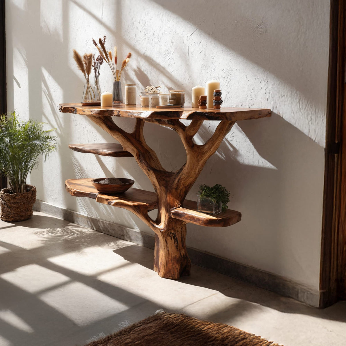 Live Edge Slab Modern Console Table
