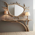 Curved Edge Console Table Handcrafted Entry Table, solid wood, built to order