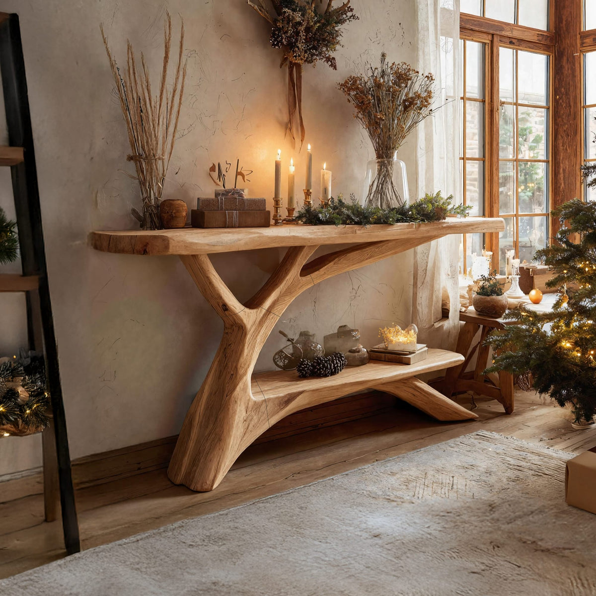 Solid Retro Mid Century Console Table