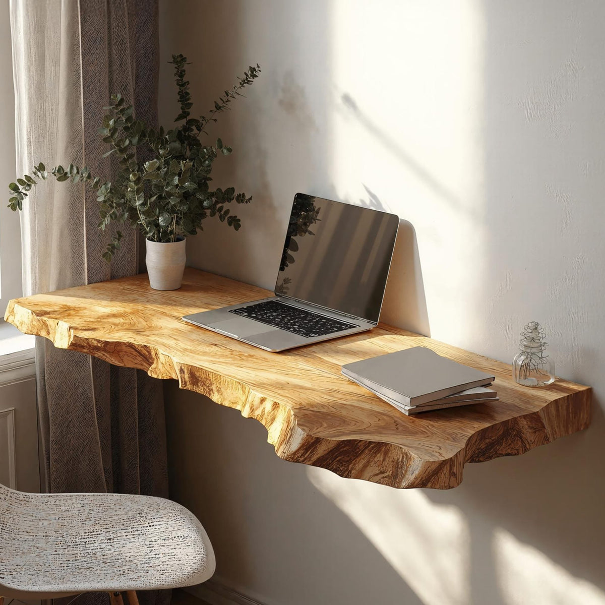 Farmhouse Floating Desk, solid wood, built to order