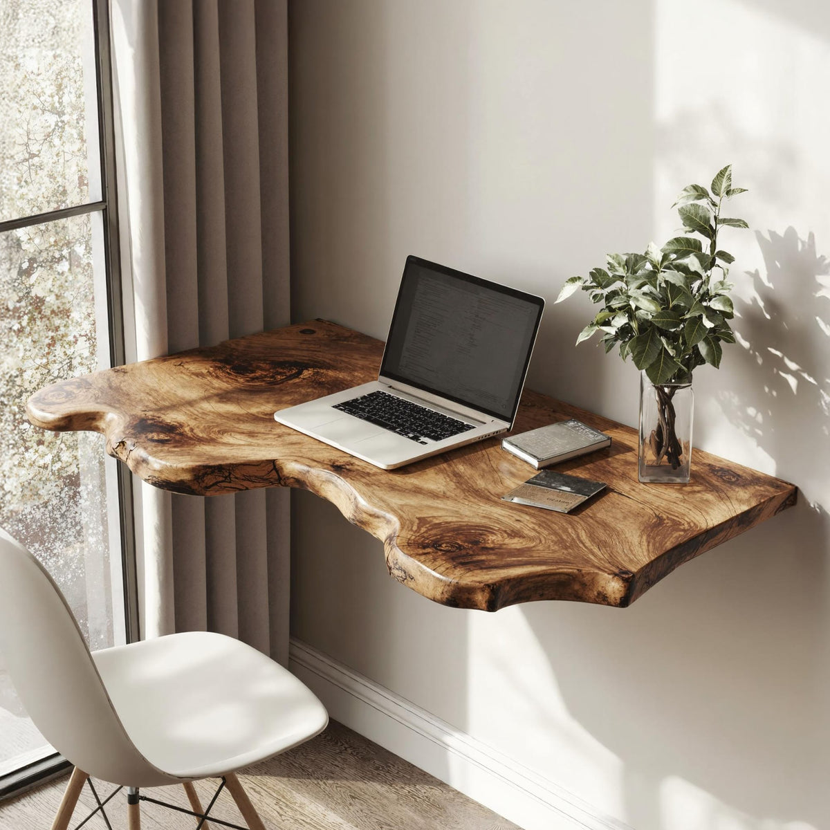 Farmhouse Floating Desk, solid wood, built to order