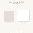 Contemporary Geometric Storage Side Table - size comparison, all available sizes drawn to scale