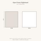Contemporary Sculptural Open Frame Nightstand - size comparison, all available sizes drawn to scale