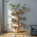 Artistic Wild Mulberry Tree Bookshelf Wall Decor, solid wood, built to order