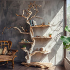 Tree Branch Standing Corner Shelf Solid, solid wood, built to order