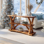 Live Edge Sleek Mid Century Console Table