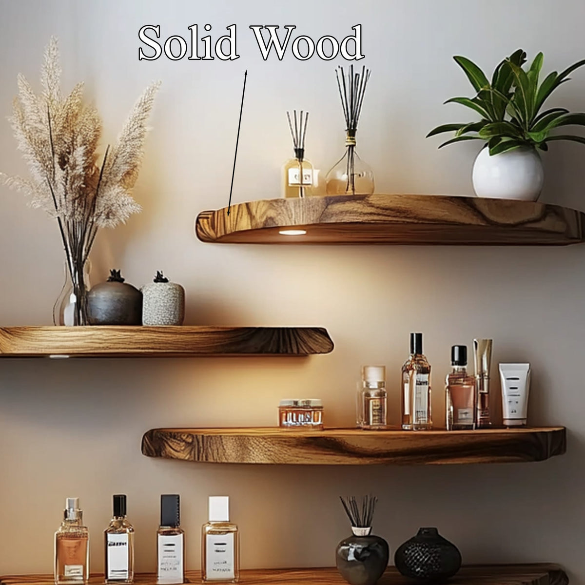 Floating Wall Shelves Custom Solid Decor Living Room Gift Sets, solid wood, built to order