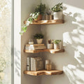 Mid Century Live Edge Corner Shelf, solid wood, built to order