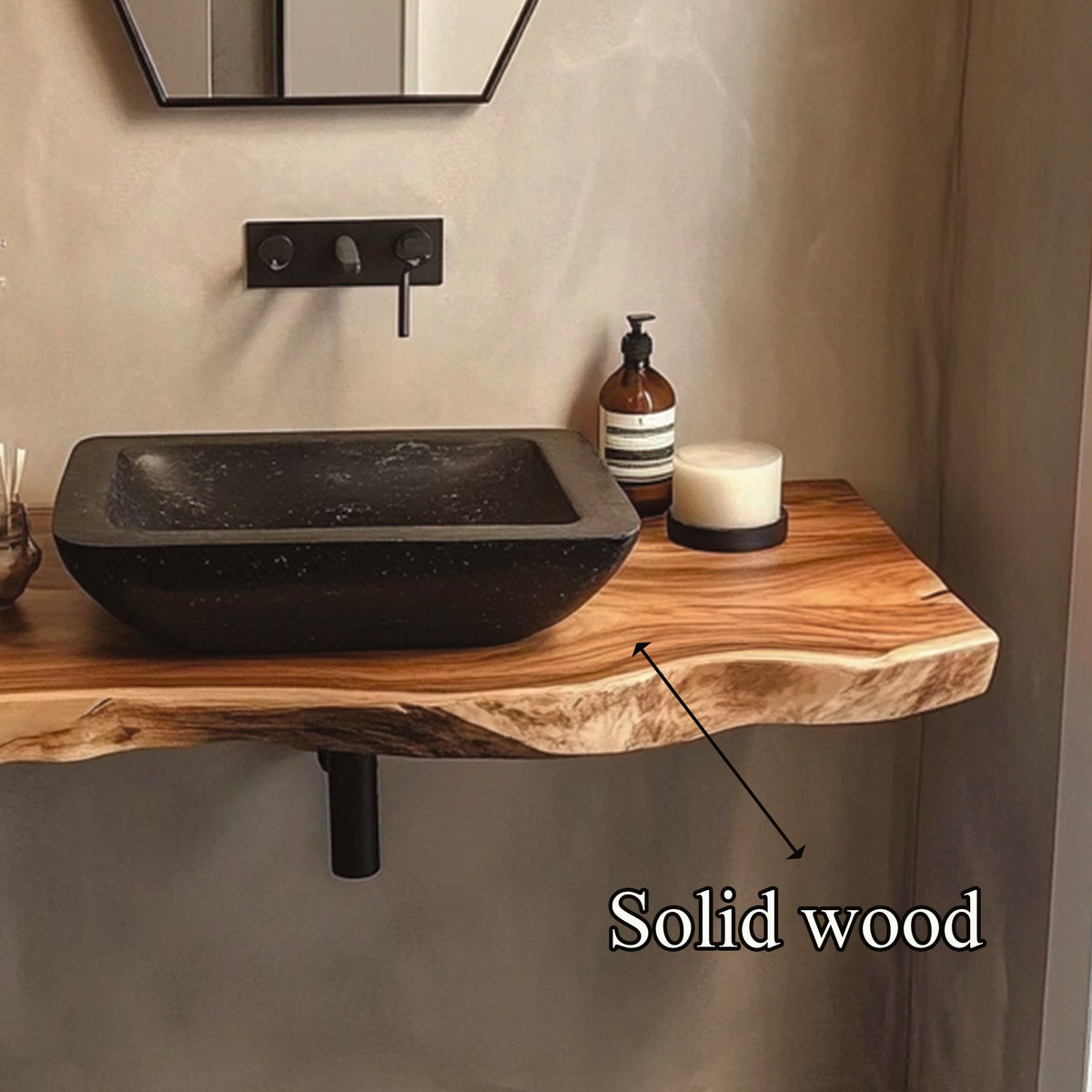 Midcentury Bathroom Vanity Floating Hallway, solid wood, built to order