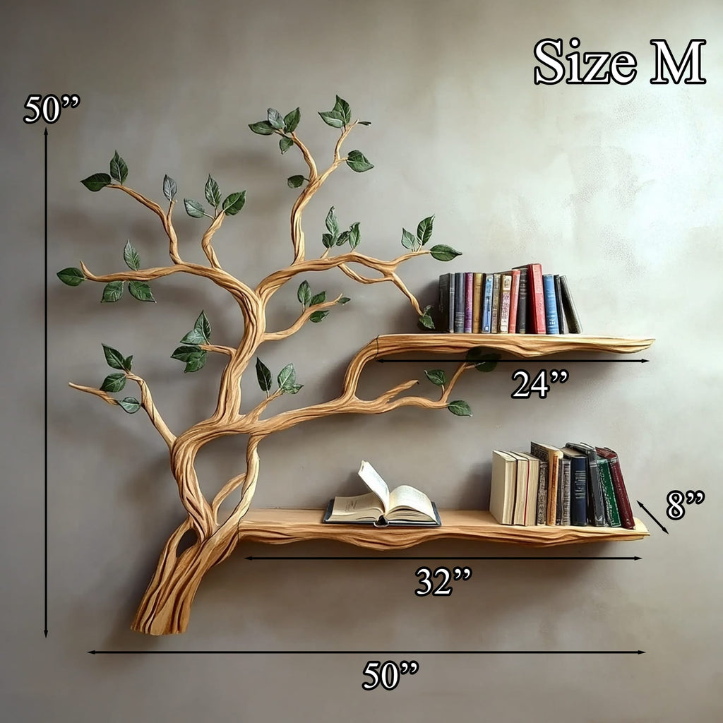 Rustic Branch Floating Shelf Custom Bookcase, solid wood, built to order