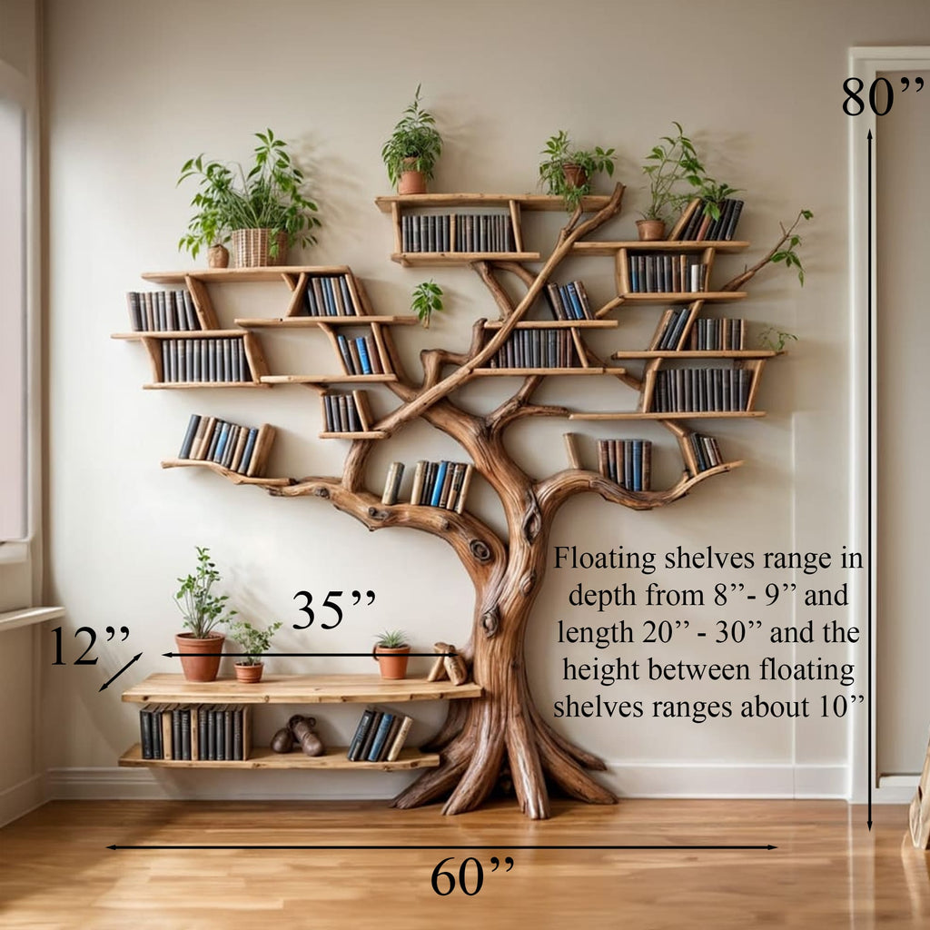 Tree Bookshelf Solid Bookcase, solid wood, built to order