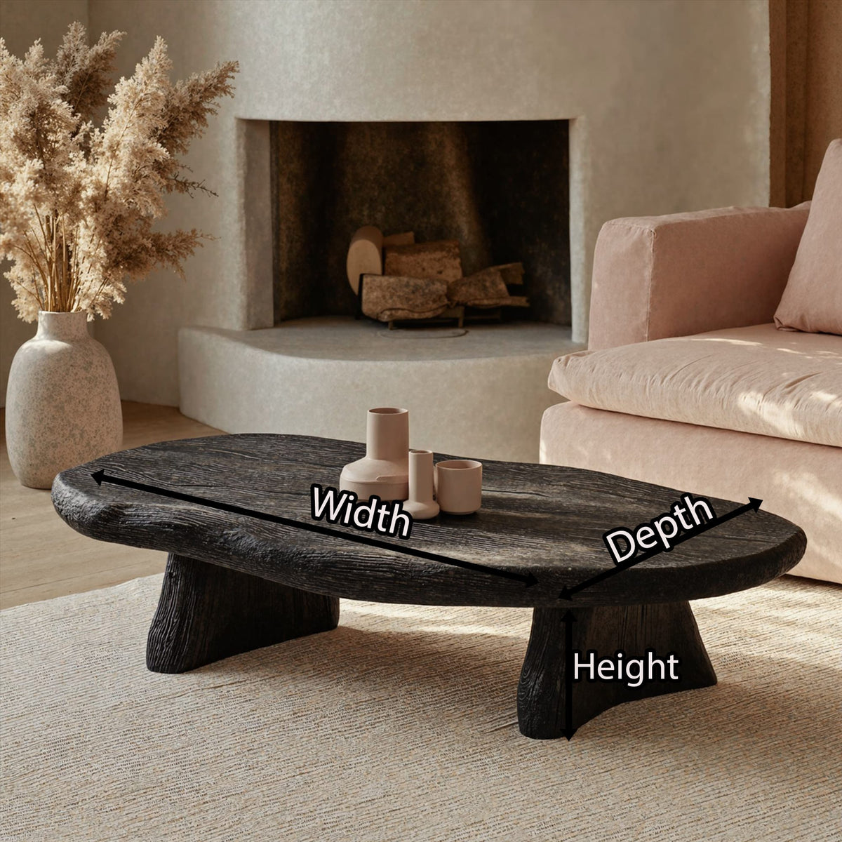 Black Modern Coffee Table Home Decor, solid wood, built to order