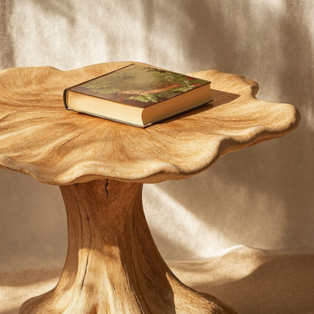 Minimalist Mushroom End Table, solid wood, built to order