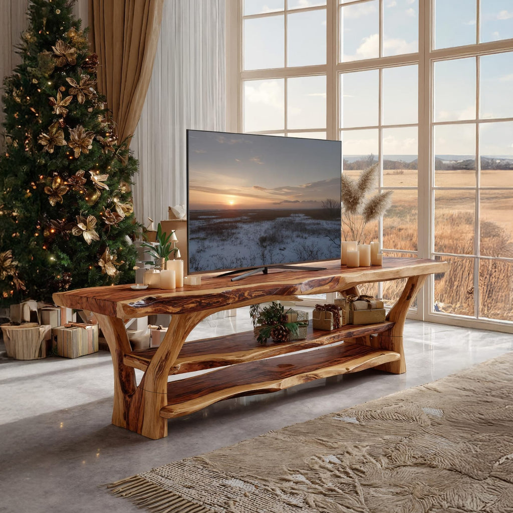 Modern Live Edge Media TV Cabinet