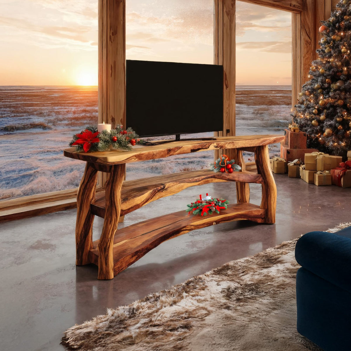 Live Edge Solid Sideboard TV Cabinet