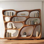 Modern Bookshelf with Sculptural Open Design, solid wood, built to order, view 2