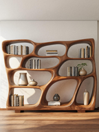 Modern Bookshelf with Sculptural Open Design, solid wood, built to order, view 3