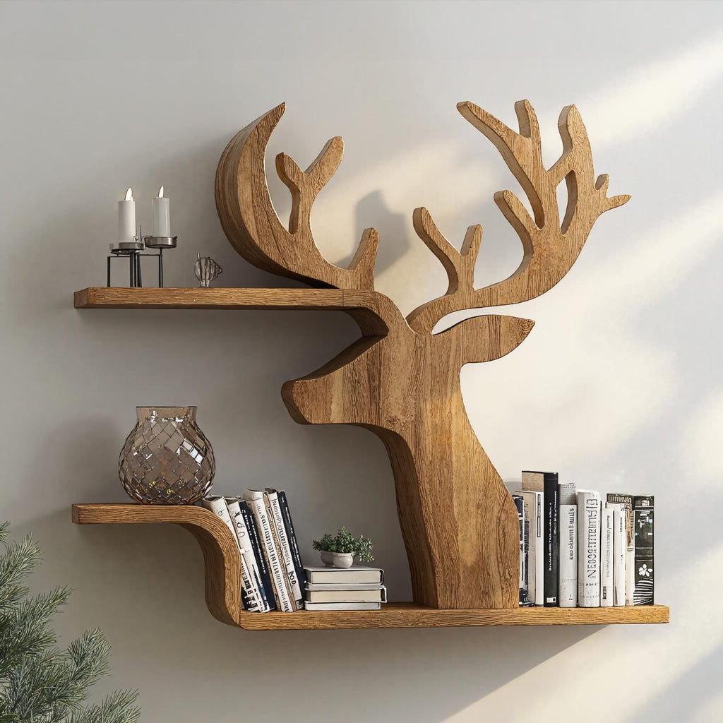 Decorative Wooden Deer Shelf, solid wood, built to order