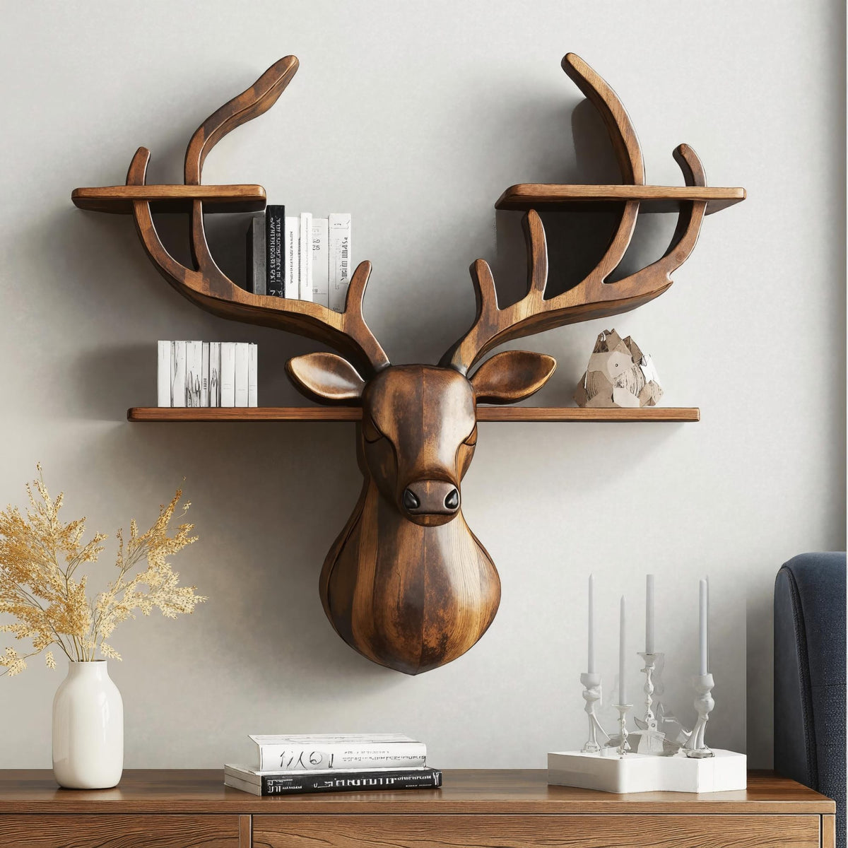 Handcrafted Deer Shelf, solid wood, built to order