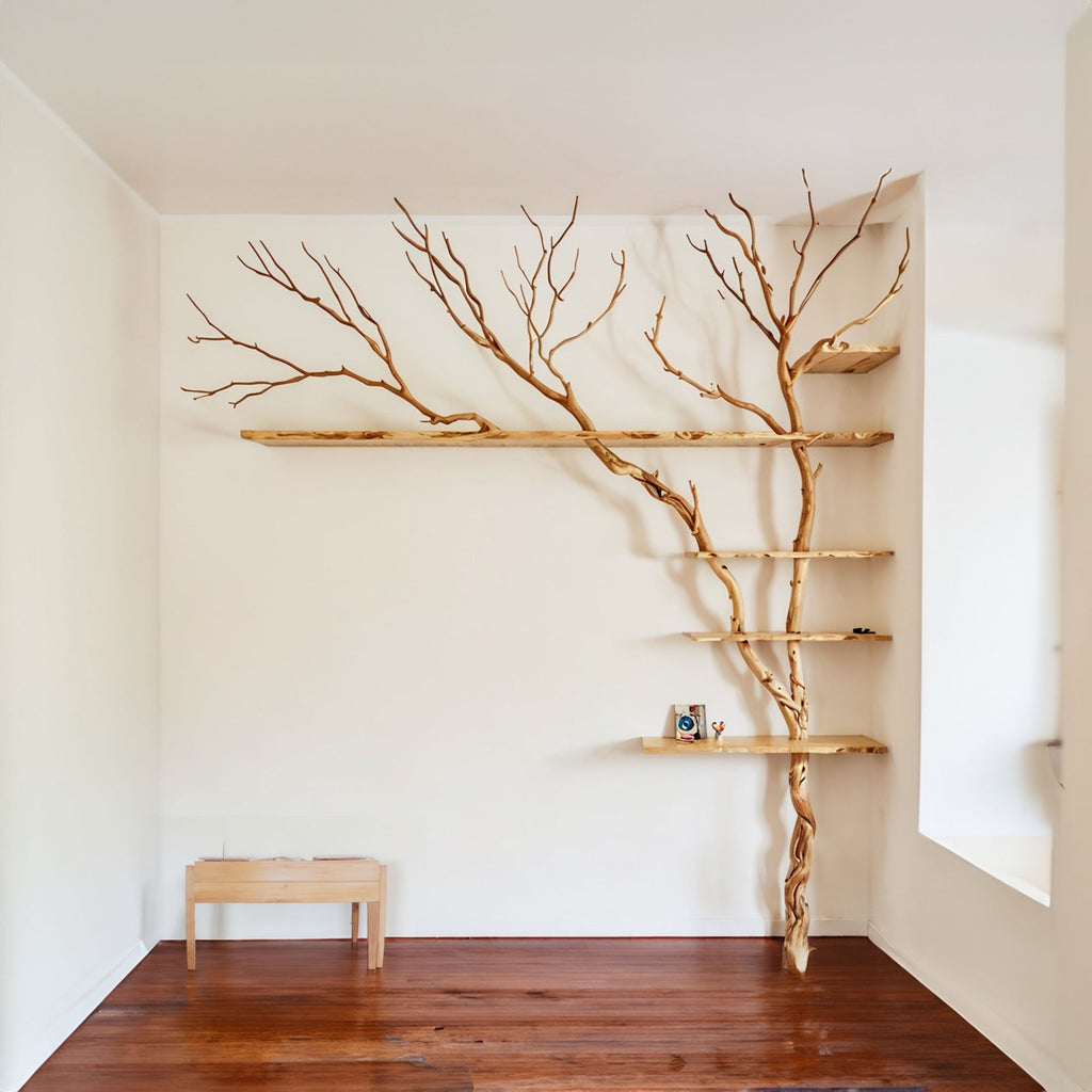 Tree Branch Floating Shelf Driftwood Art Decor, solid wood, built to order