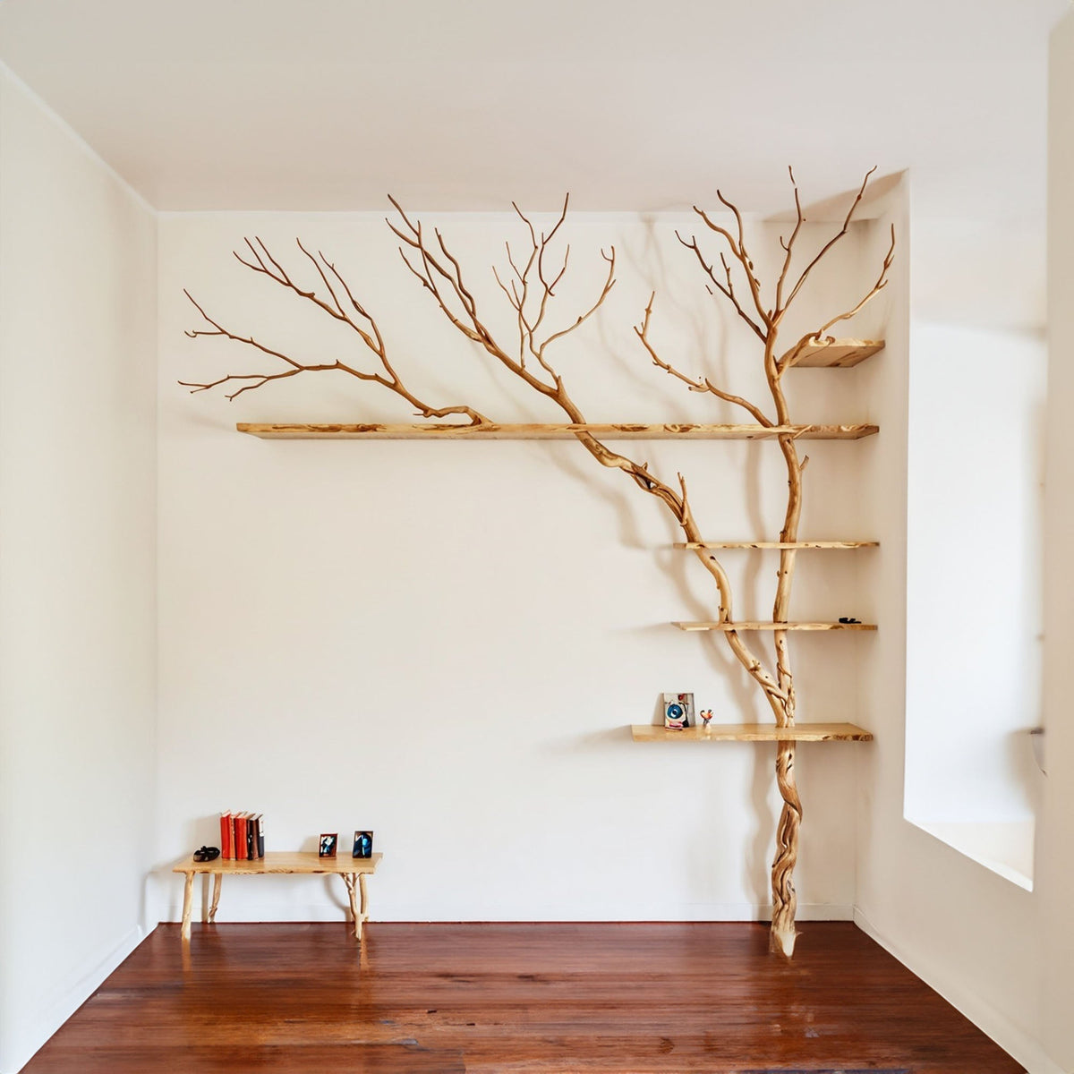 Tree Branch Floating Shelf Driftwood Art Decor, solid wood, built to order