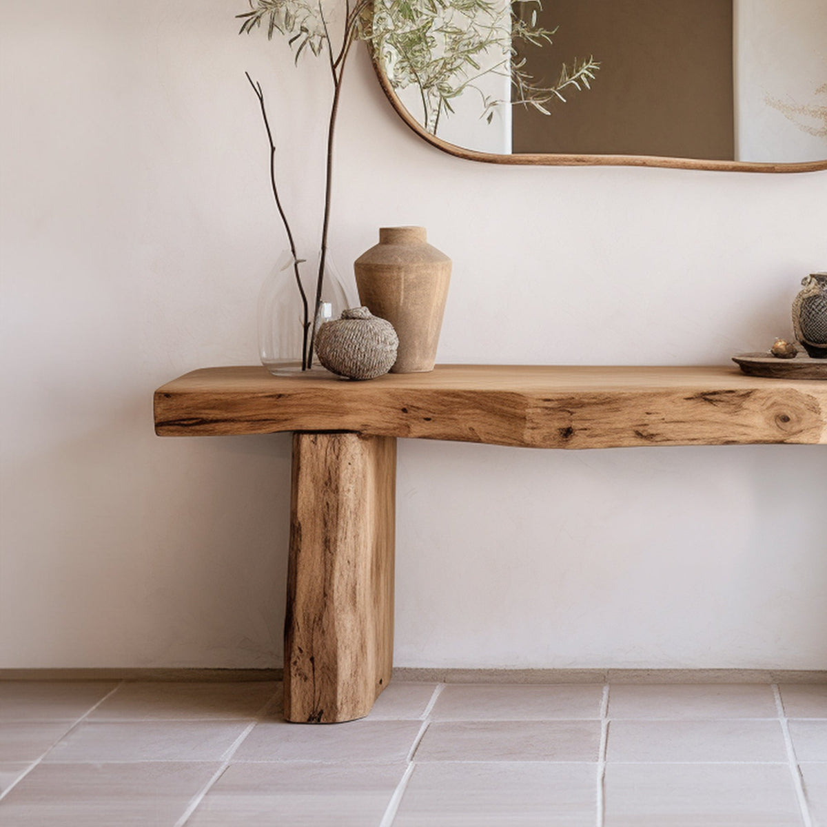Living Edge Side Table Modern, solid wood, built to order