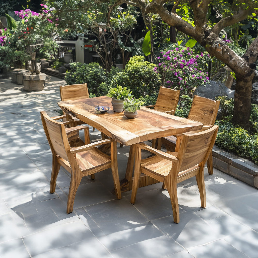 Family Dining Set Garden Dining Table Handcrafted Decor Garden Gift, solid wood, built to order