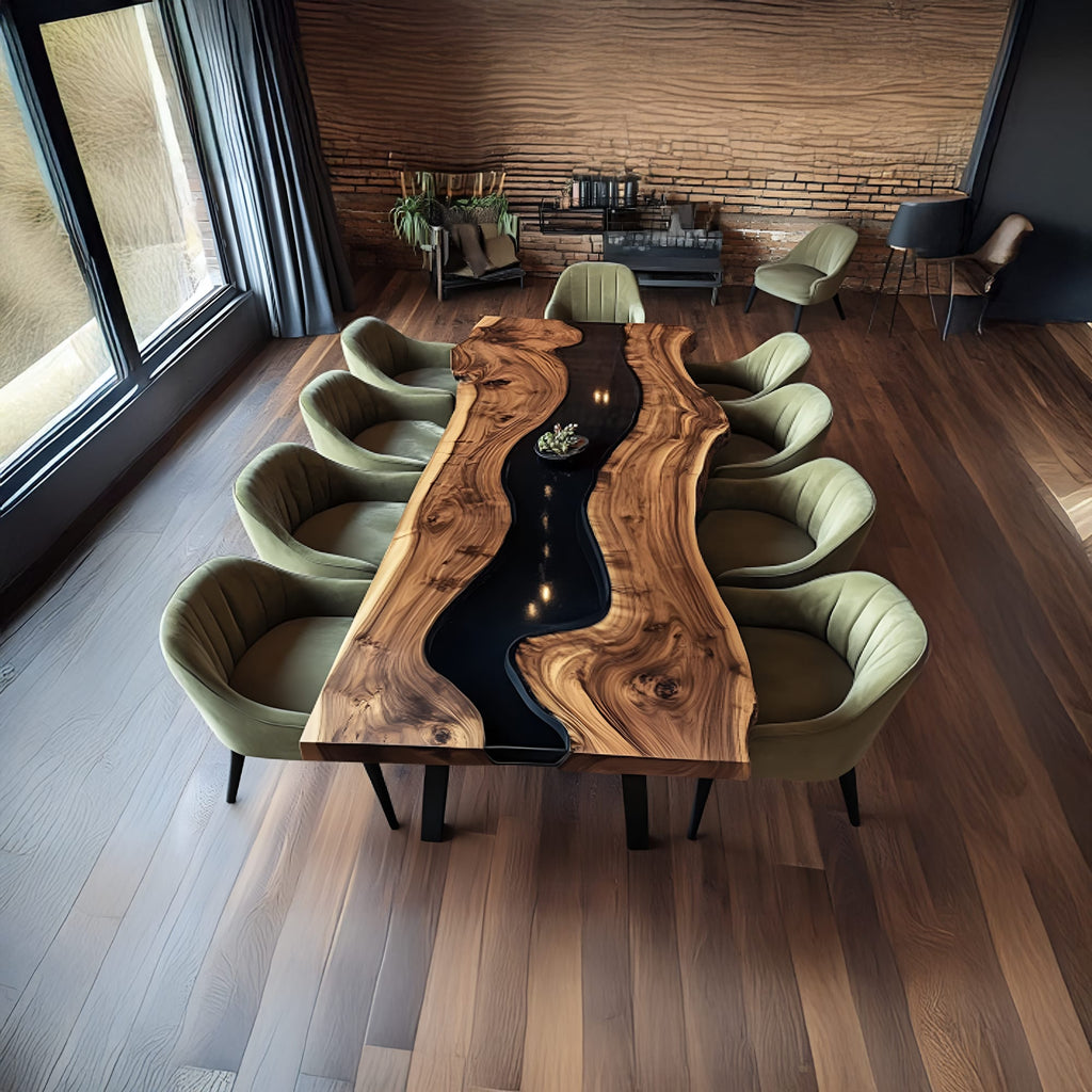 Epoxy Dining Table Handmade Decor Home Gift, solid wood, built to order