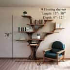 Tree Bookshelf Decor Solid Floating Shelf, solid wood, built to order