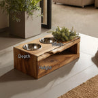 Farmhouse Dog Feeding Stand Dog Space, solid wood, built to order