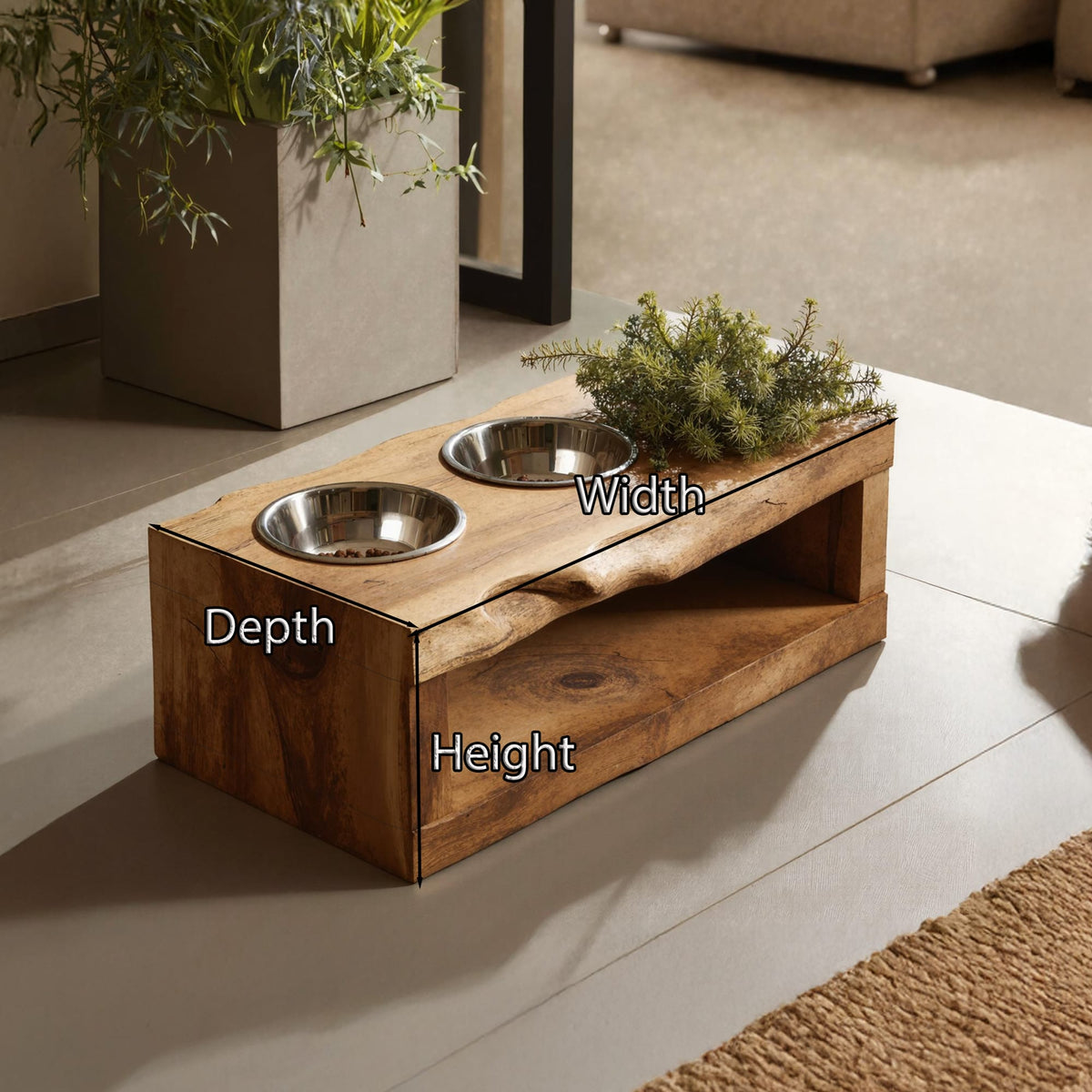 Farmhouse Dog Feeding Stand Dog Space, solid wood, built to order
