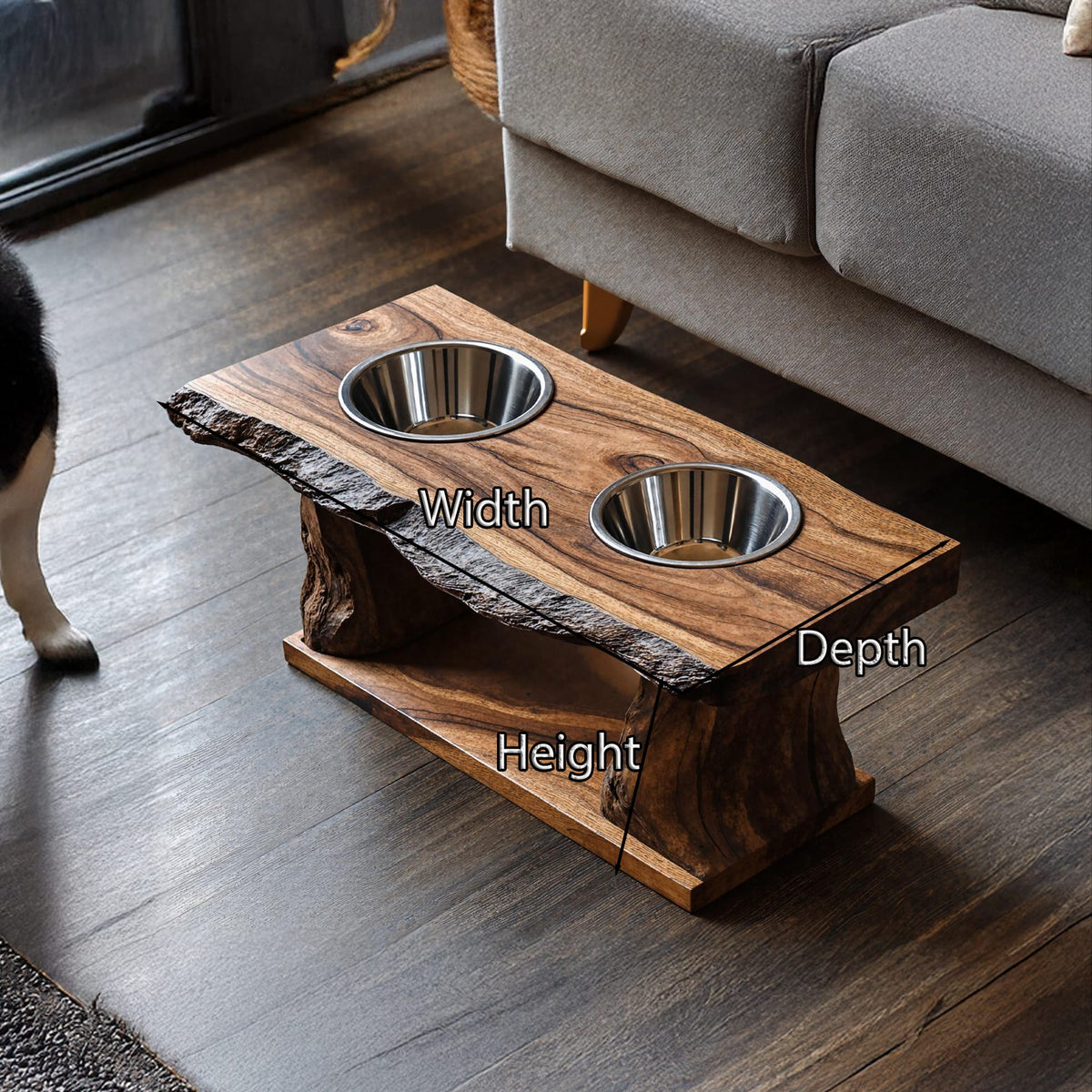 Farmhouse Dog Feeding Stand Kitchen Decor, solid wood, built to order