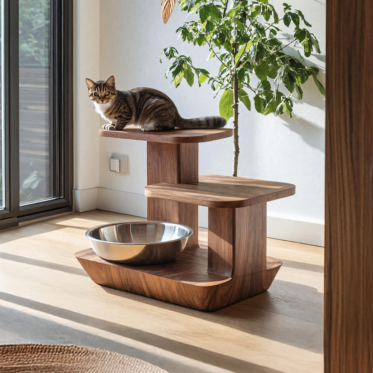 Handcrafted Pet Food Stand, solid wood, built to order