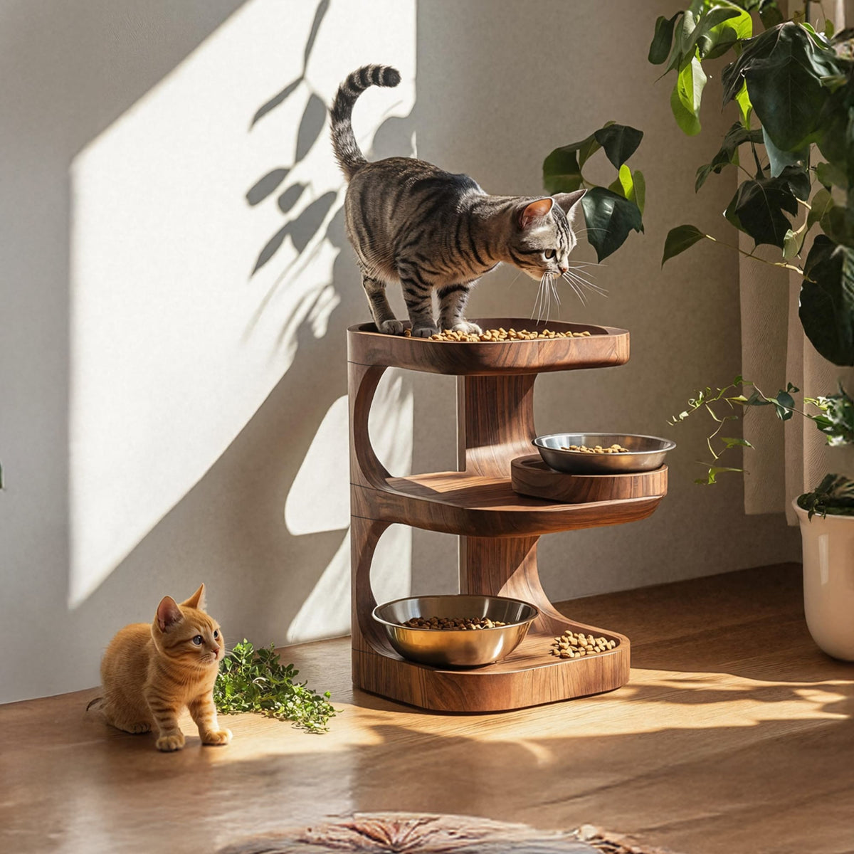 Handcrafted Dog Feeding Stand, solid wood, built to order