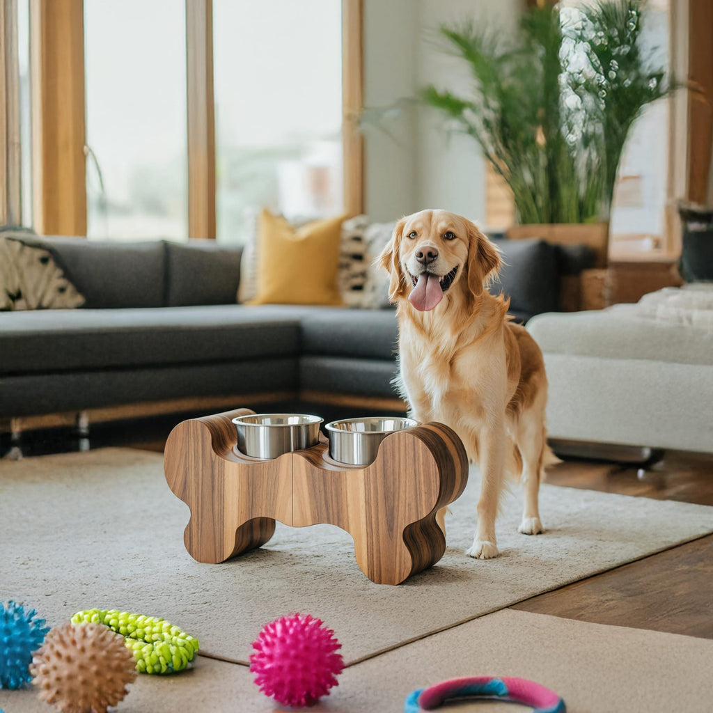 Handcrafted Dog Bowl Stand, solid wood, built to order