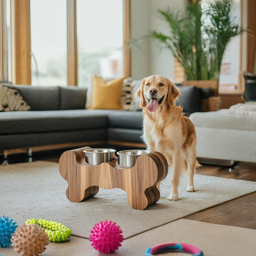 Handcrafted Dog Bowl Stand, solid wood, built to order