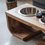 Mid Century Dog Bowl Stand, solid wood, built to order