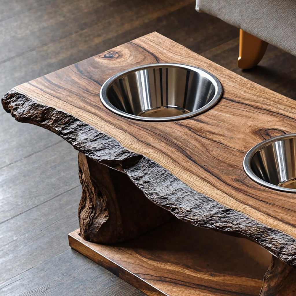 Farmhouse Dog Feeding Stand Kitchen Decor, solid wood, built to order