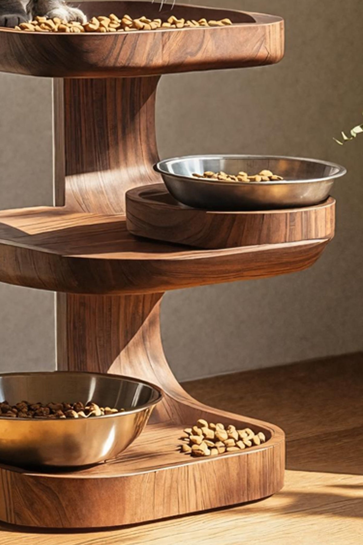 Handcrafted Dog Feeding Stand, solid wood, built to order