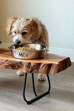 Farmhouse Feeding Stand with Bowl for Small Dogs, solid wood, built to order