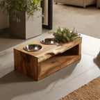 Farmhouse Dog Feeding Stand Dog Space, solid wood, built to order