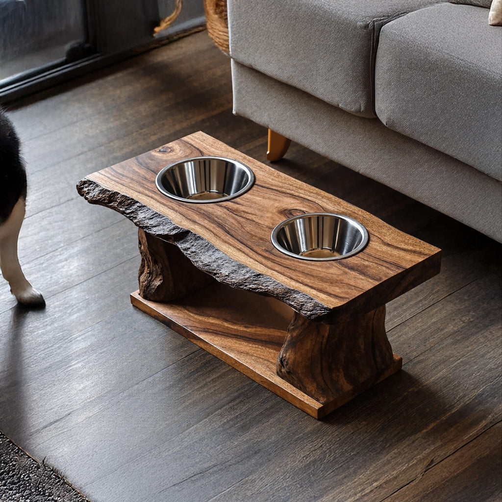 Farmhouse Dog Feeding Stand Kitchen Decor, solid wood, built to order