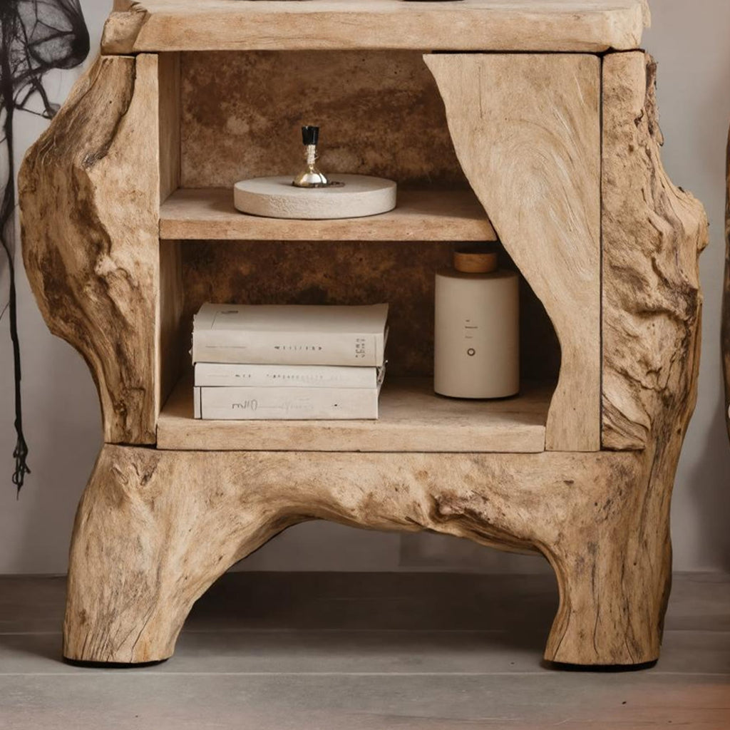 Mid Century Wooden Live Edge Nightstand, solid wood, built to order