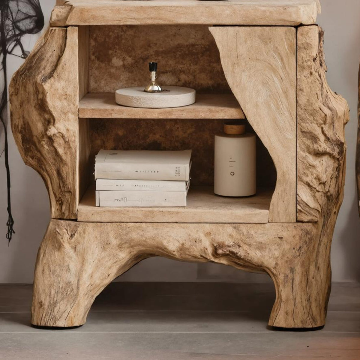 Mid Century Wooden Live Edge Nightstand, solid wood, built to order
