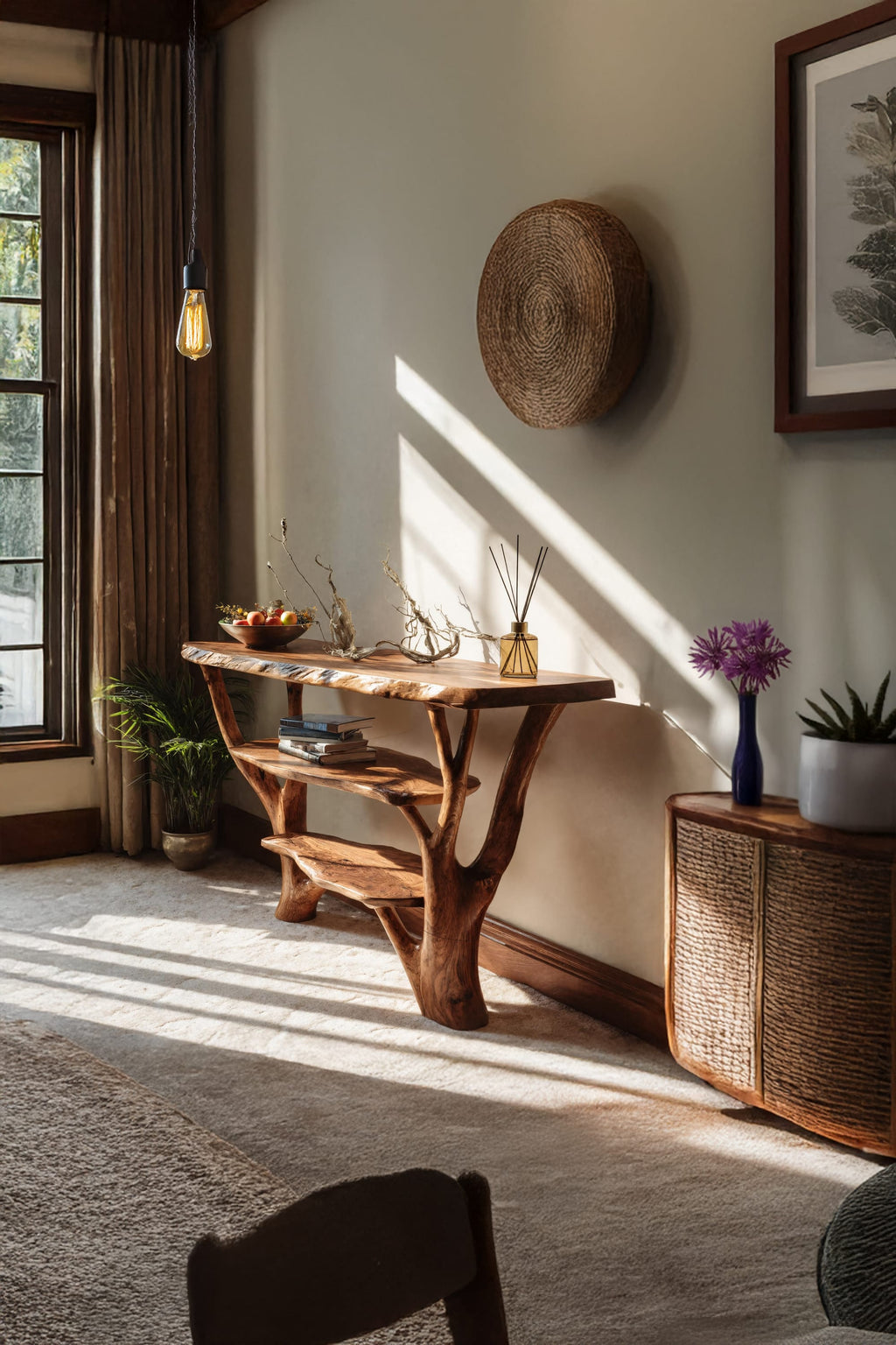 Live Edge Solid Slab Console Table
