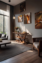 Mid Century Live Edge Hallway Console Table