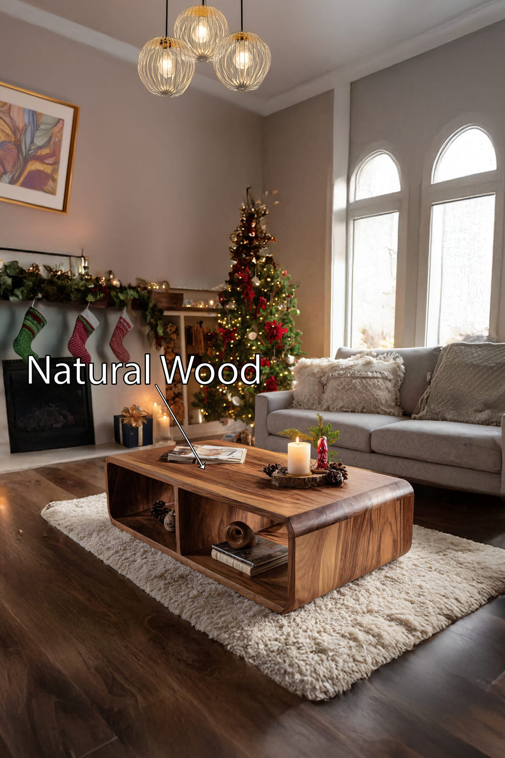 Live Edge Accent Modern Coffee Table