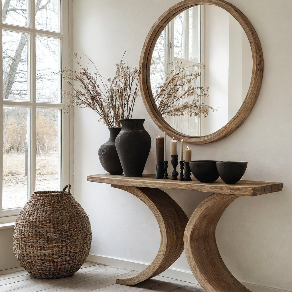 Living Edge Console Table Modern, solid wood, built to order