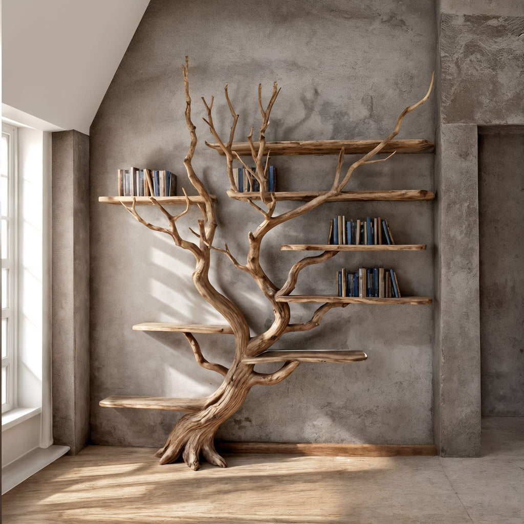 Tree Bookshelf Driftwood Branch Floating Bookshelf, solid wood, built to order